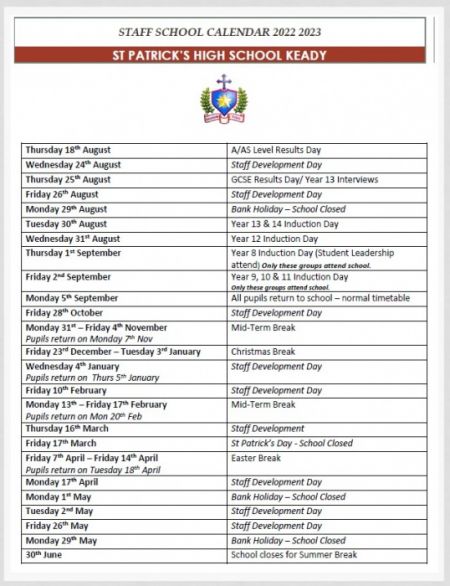 School Calendar 2022 2023